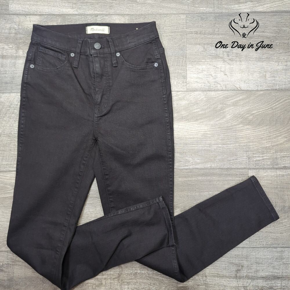 Madewell High Rise Skinny Jeans Black Stretch Denim Dark Wash Size 25 (2)